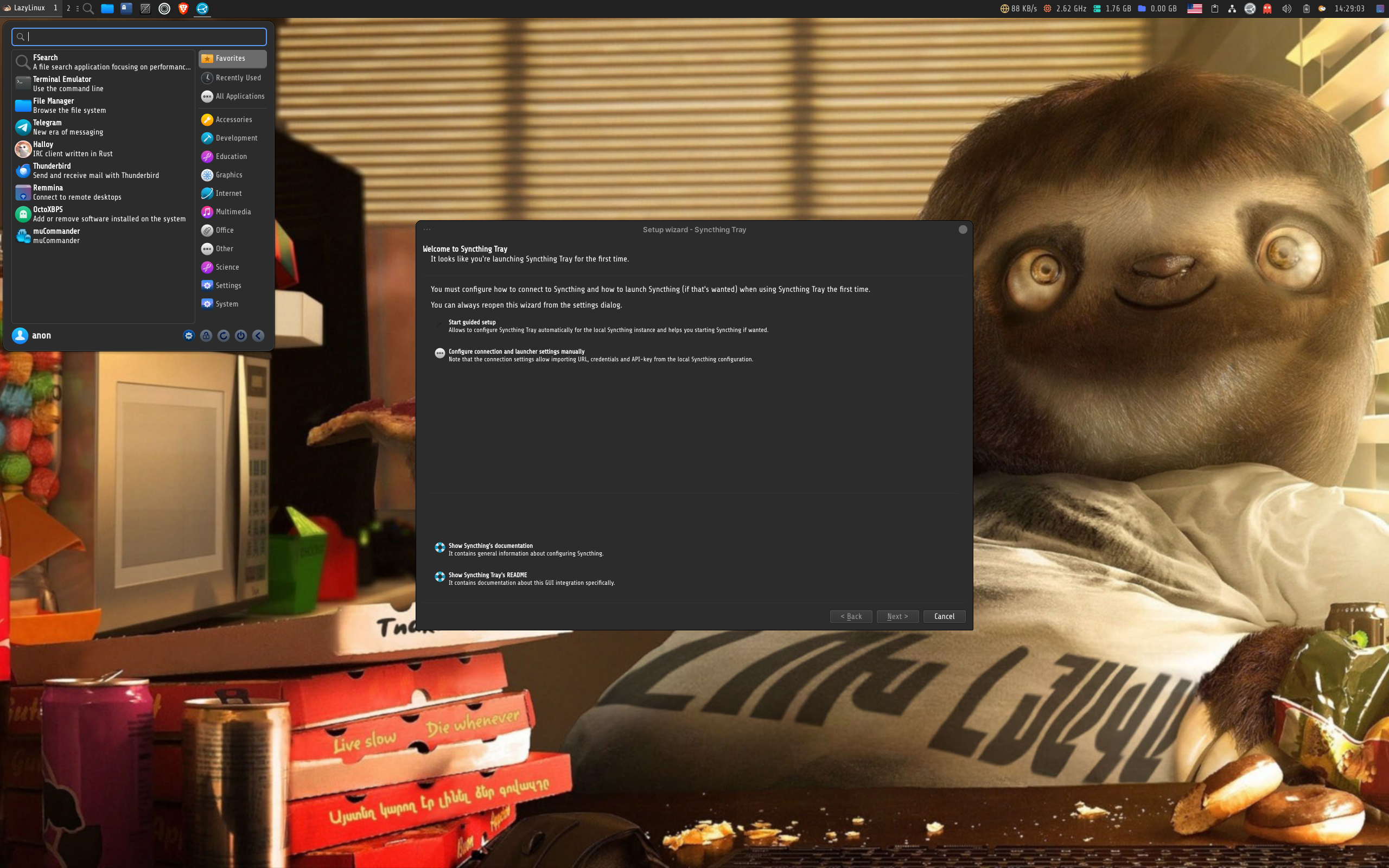LazyLinux desktop screenshot: 20260403