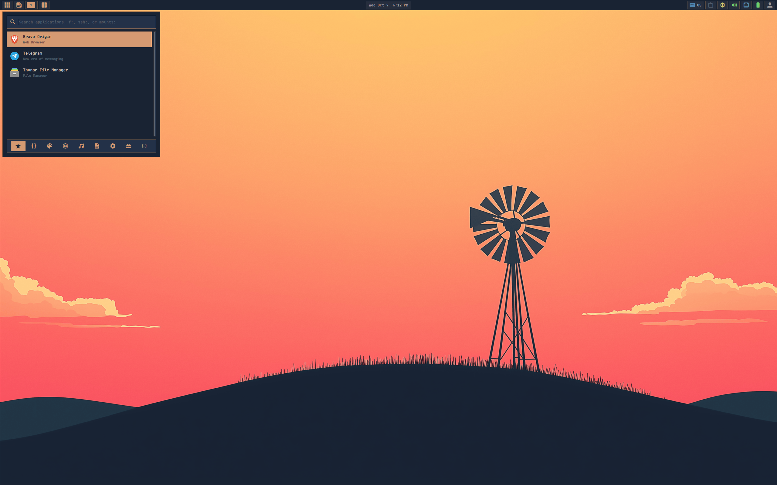 LazyLinux desktop screenshot: 20261007 skarwm