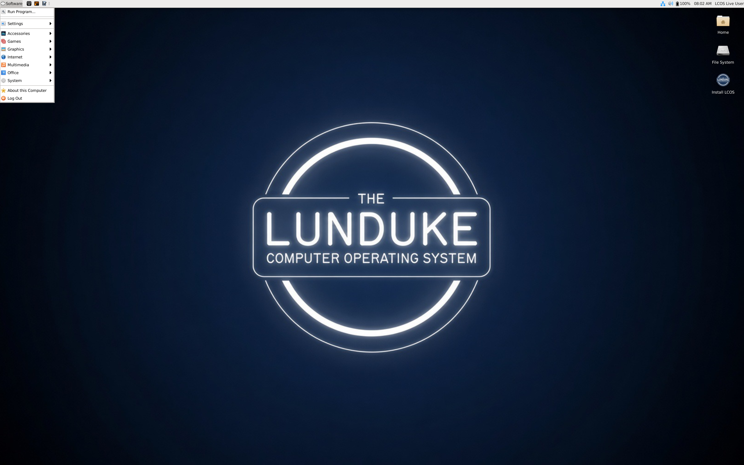 LCOS desktop screenshot: 0.4 xfce