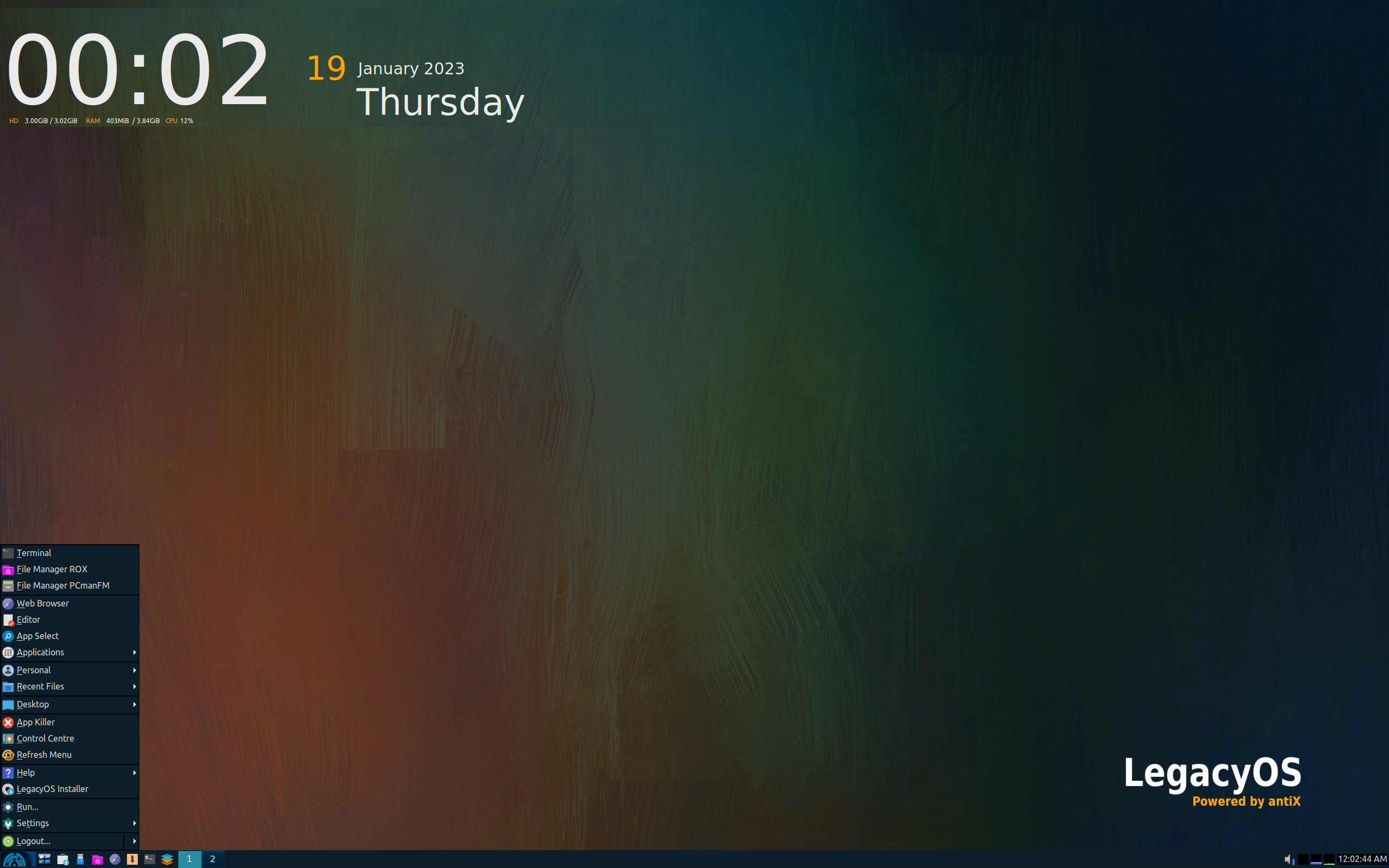 Legacy desktop screenshot: 2023