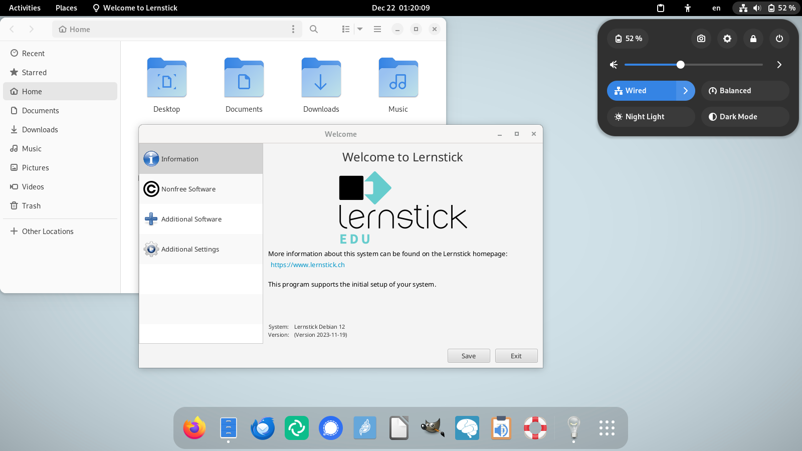 Lernstick desktop screenshot: 12 edu gnome
