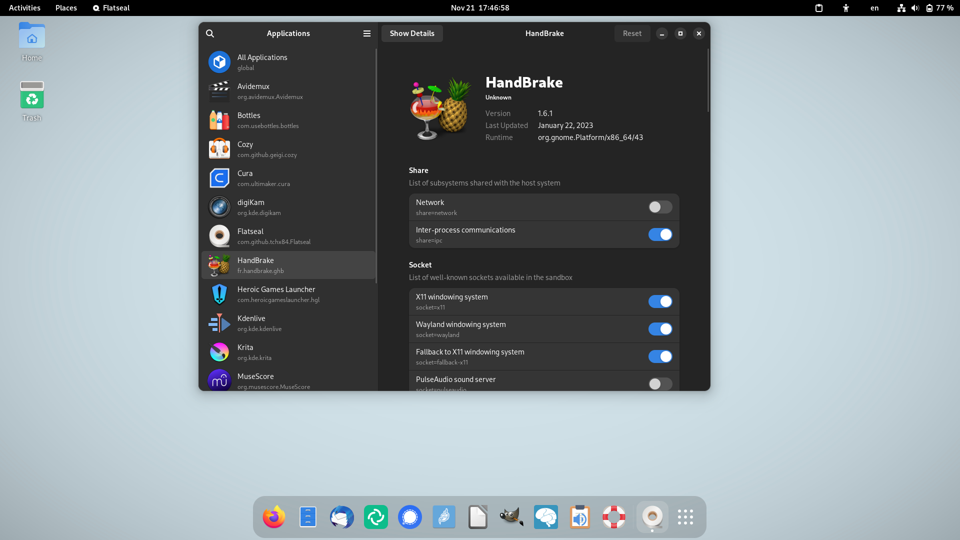 Lernstick desktop screenshot: 12 flatseal