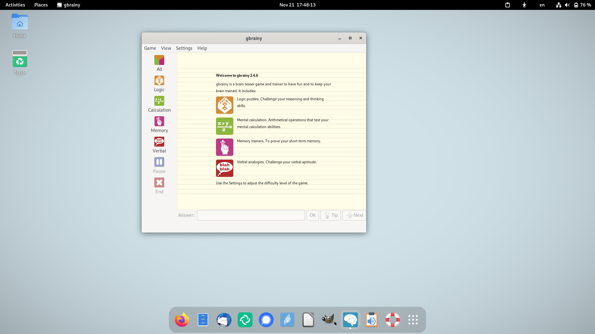 Lernstick desktop screenshot: 12 gbrainy