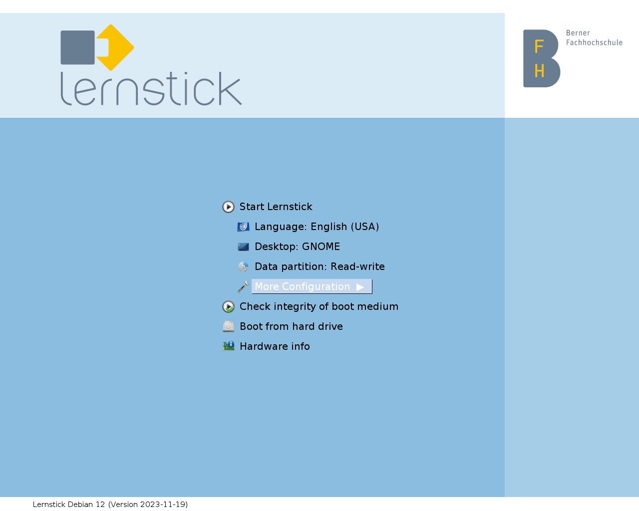 Lernstick desktop screenshot: 12 legacy gfxboot