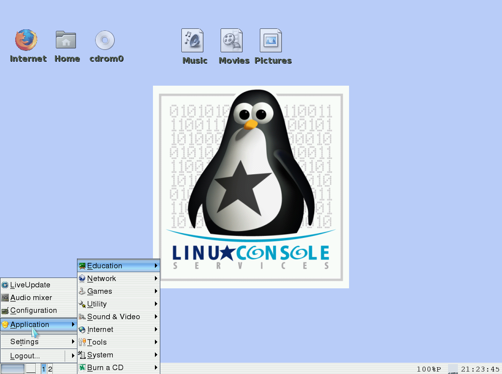 LinuxConsole desktop screenshot: 1.0.2009 desktop