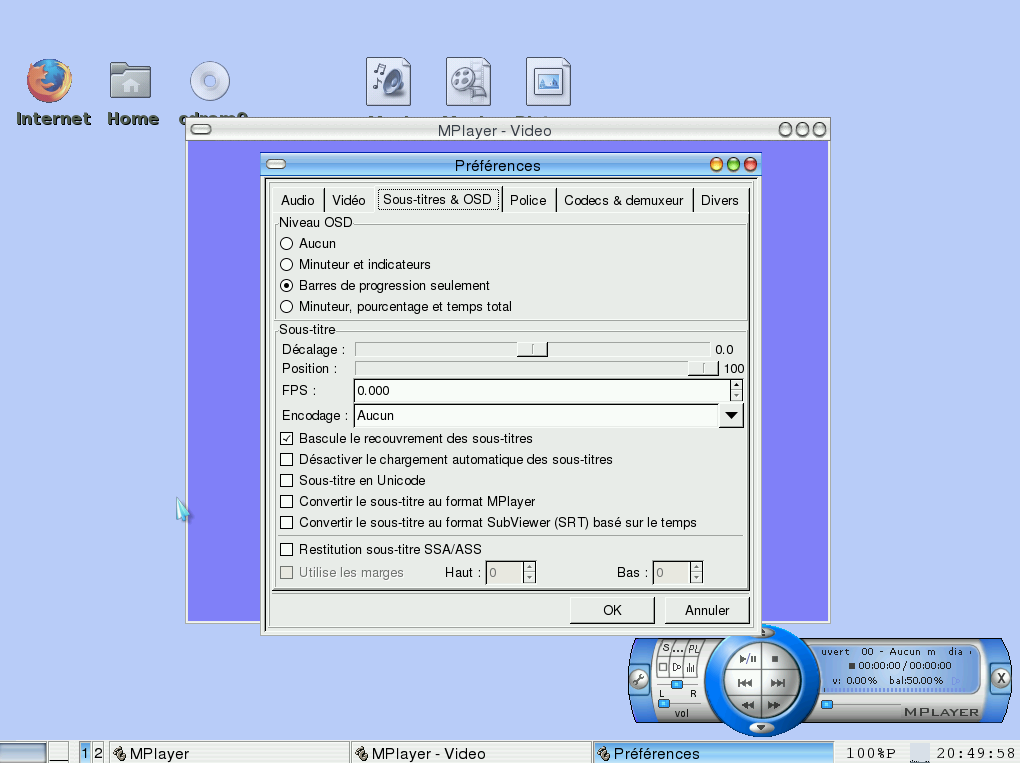 LinuxConsole desktop screenshot: 1.0.2009 mplayer