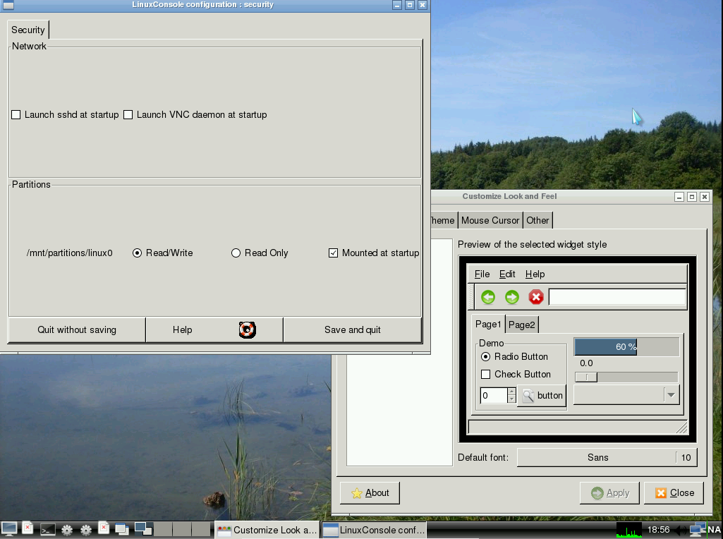 LinuxConsole desktop screenshot: 2010 settings