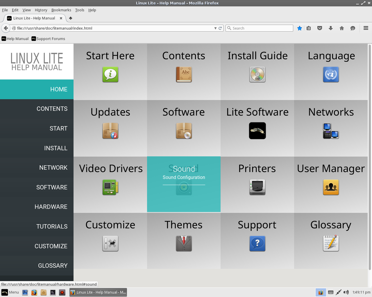 Lite desktop screenshot: 2.6 documentation