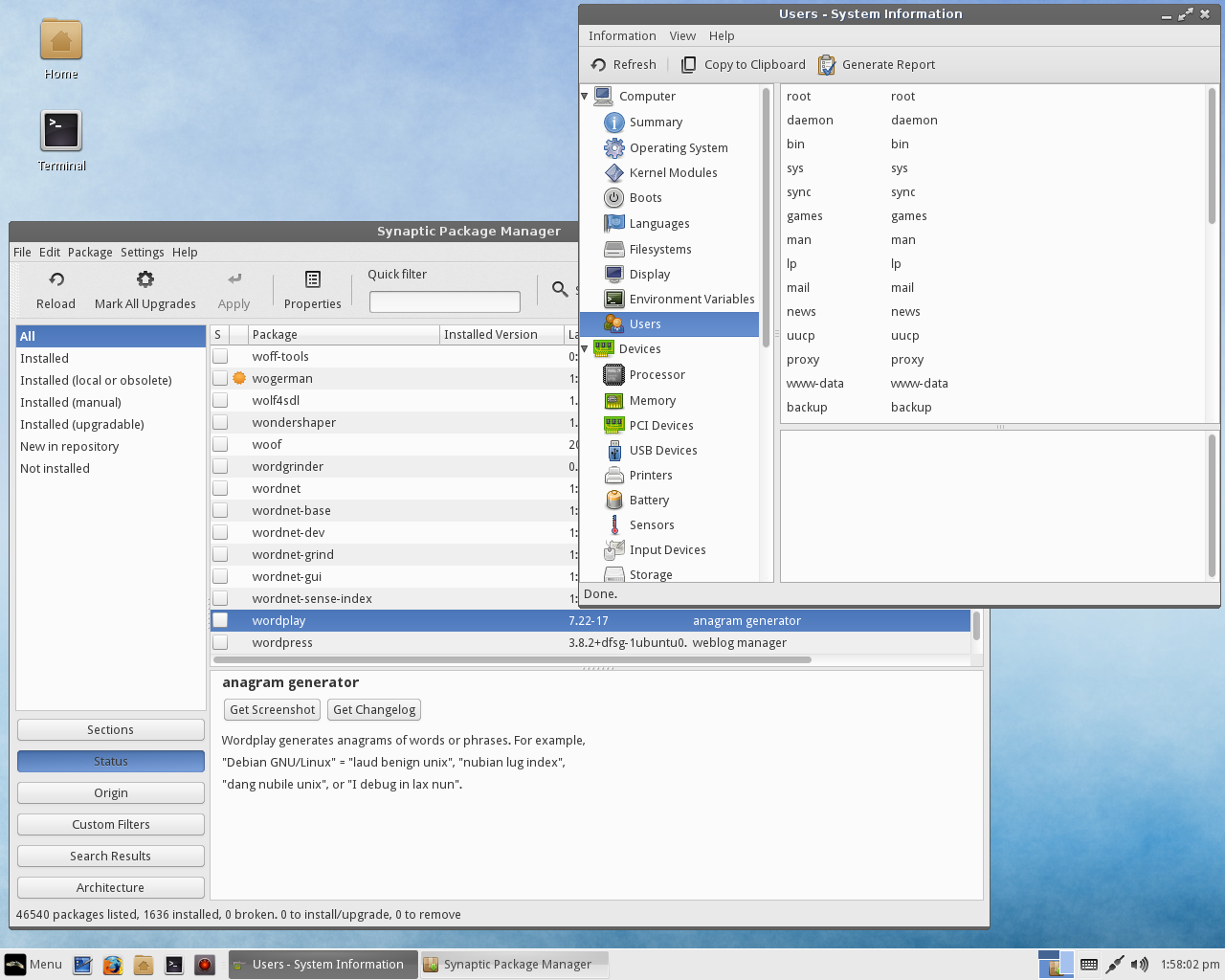 Lite desktop screenshot: 2.6 synaptic