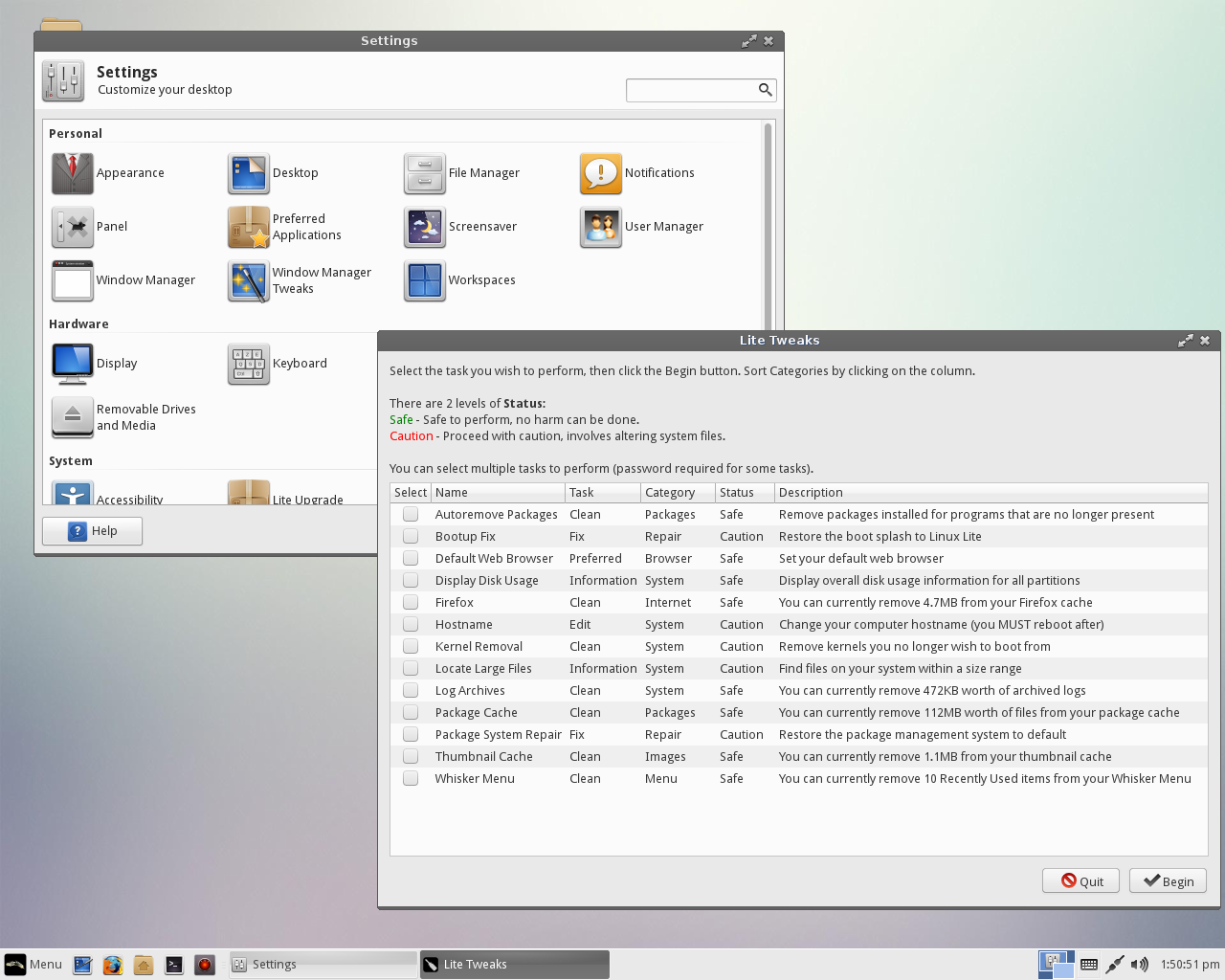 Lite desktop screenshot: 2.6 tweaks