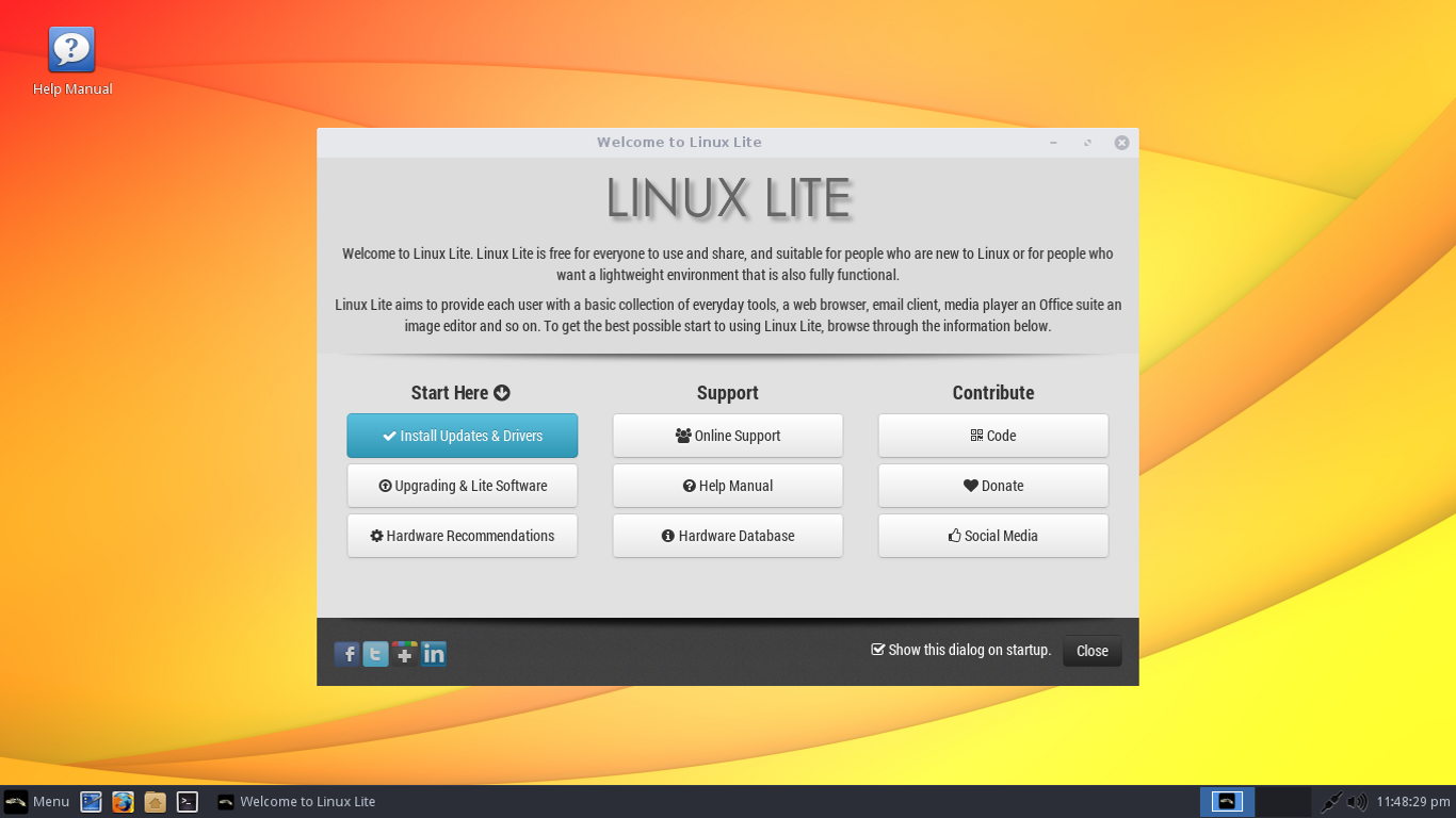 Lite desktop screenshot: 3.0 welcome