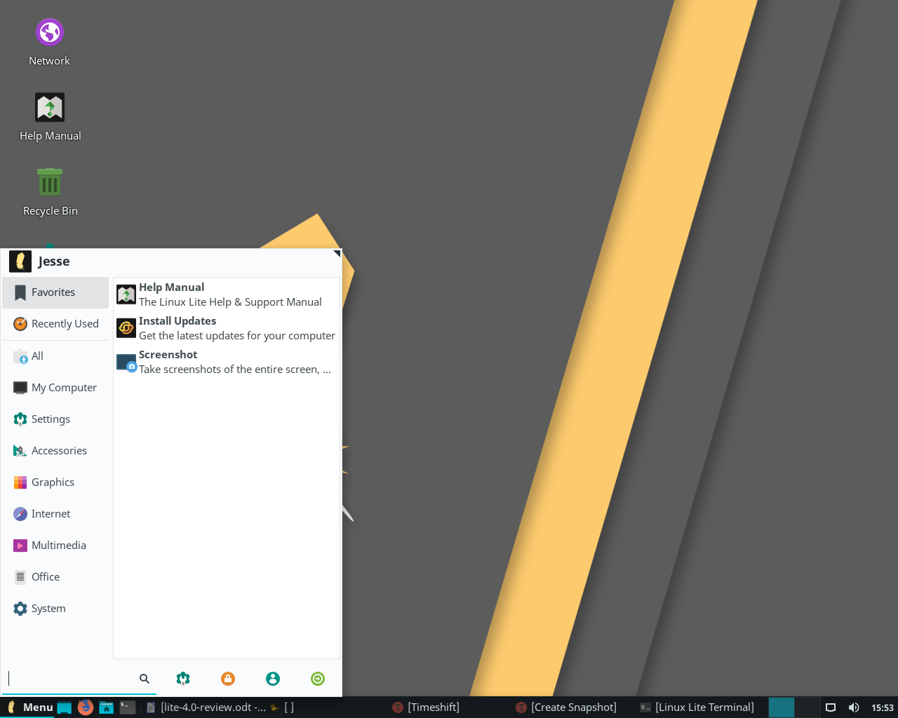 Lite desktop screenshot: 4.0 menu