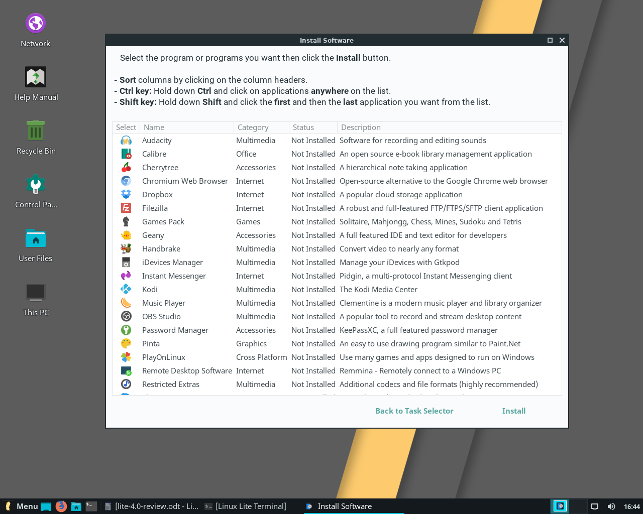 Lite desktop screenshot: 4.0 software
