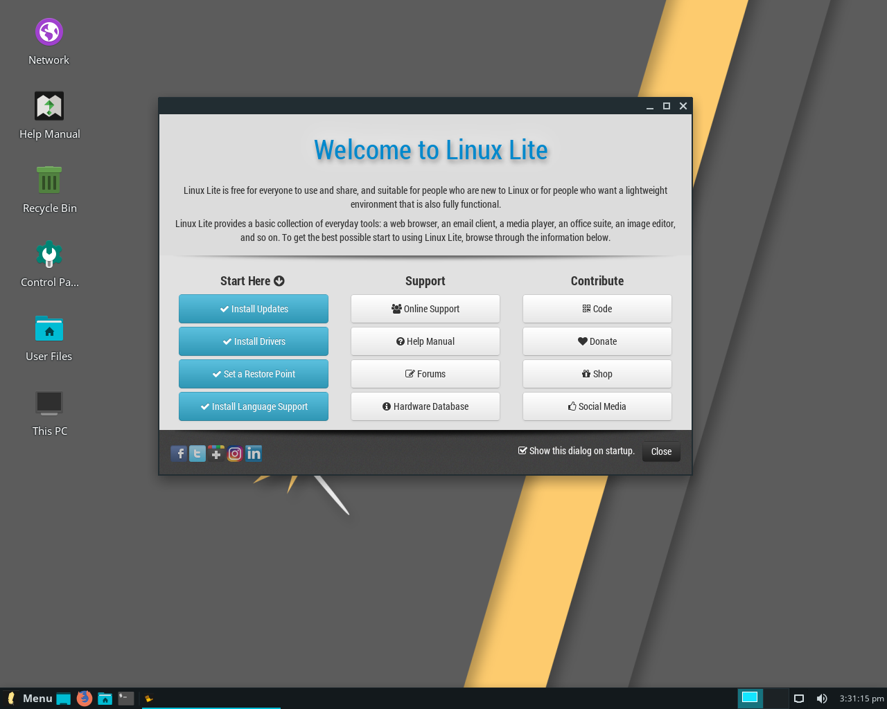 Lite desktop screenshot: 4.0 welcome