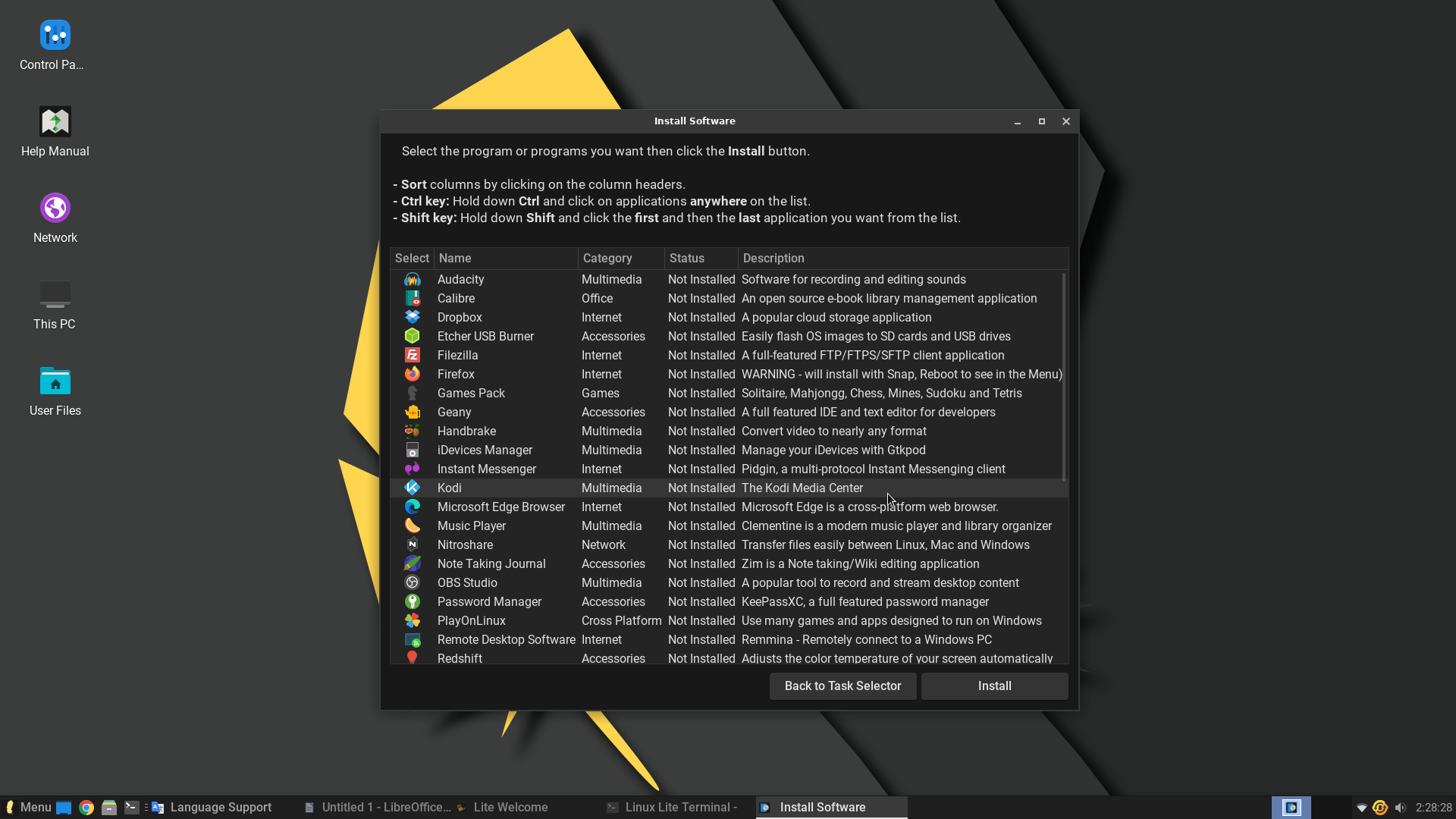 Lite desktop screenshot: 6.0 common software