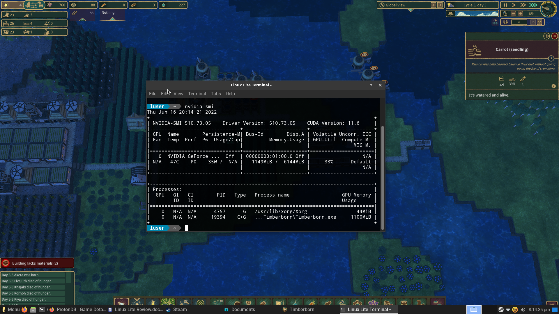 Lite desktop screenshot: 6.0 gaming with nvidia