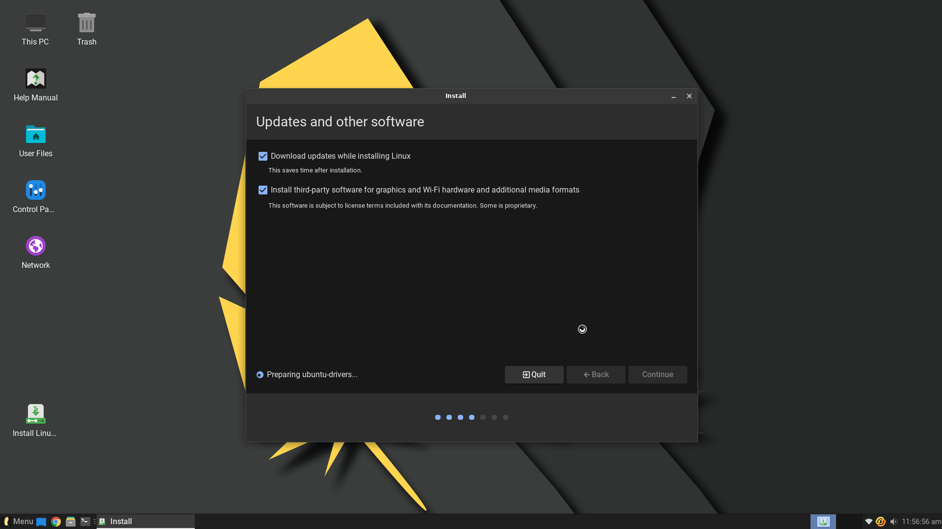 Lite desktop screenshot: 6.0 installation process