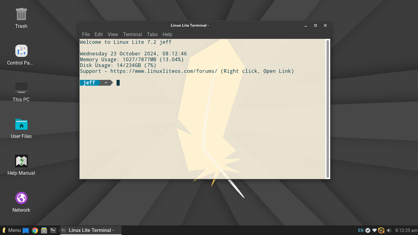 Lite desktop screenshot: 7.2 terminal