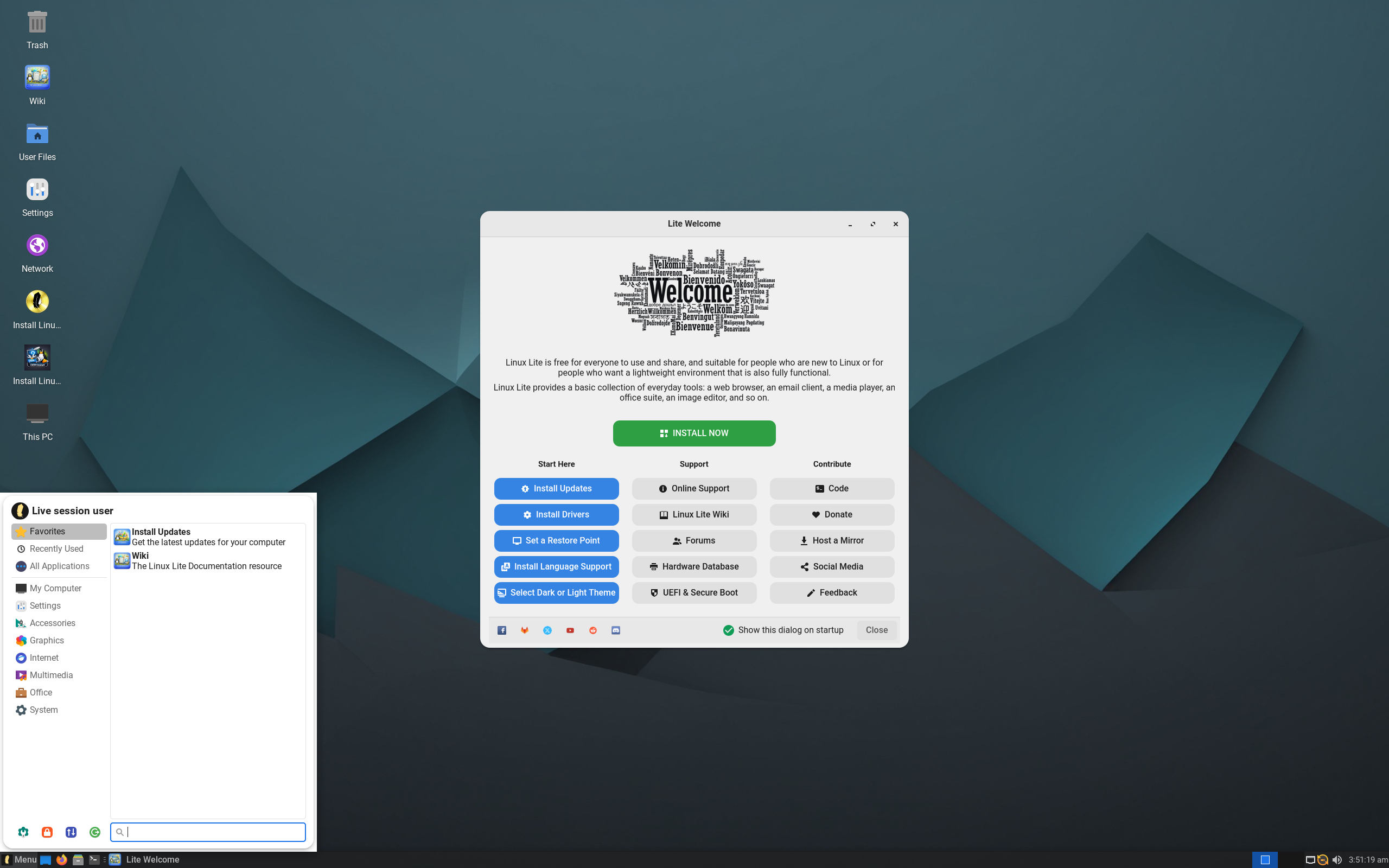 Lite desktop screenshot: 8.0 rc1