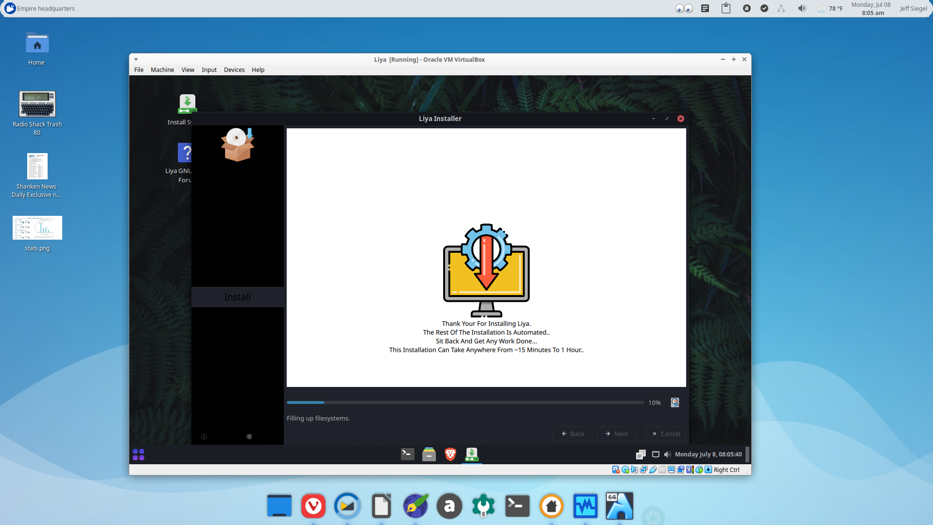 Liya desktop screenshot: 2.0 calamares
