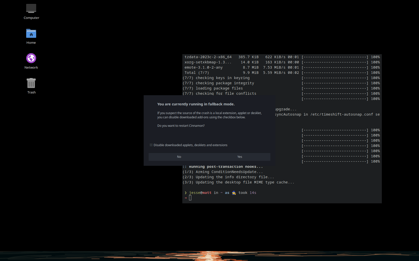 Liya desktop screenshot: n4si crash