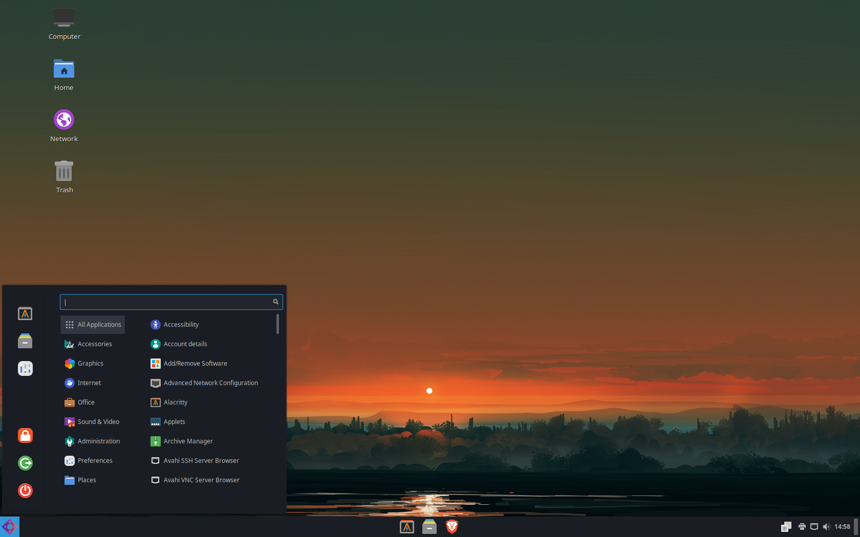 Liya desktop screenshot: n4si menu