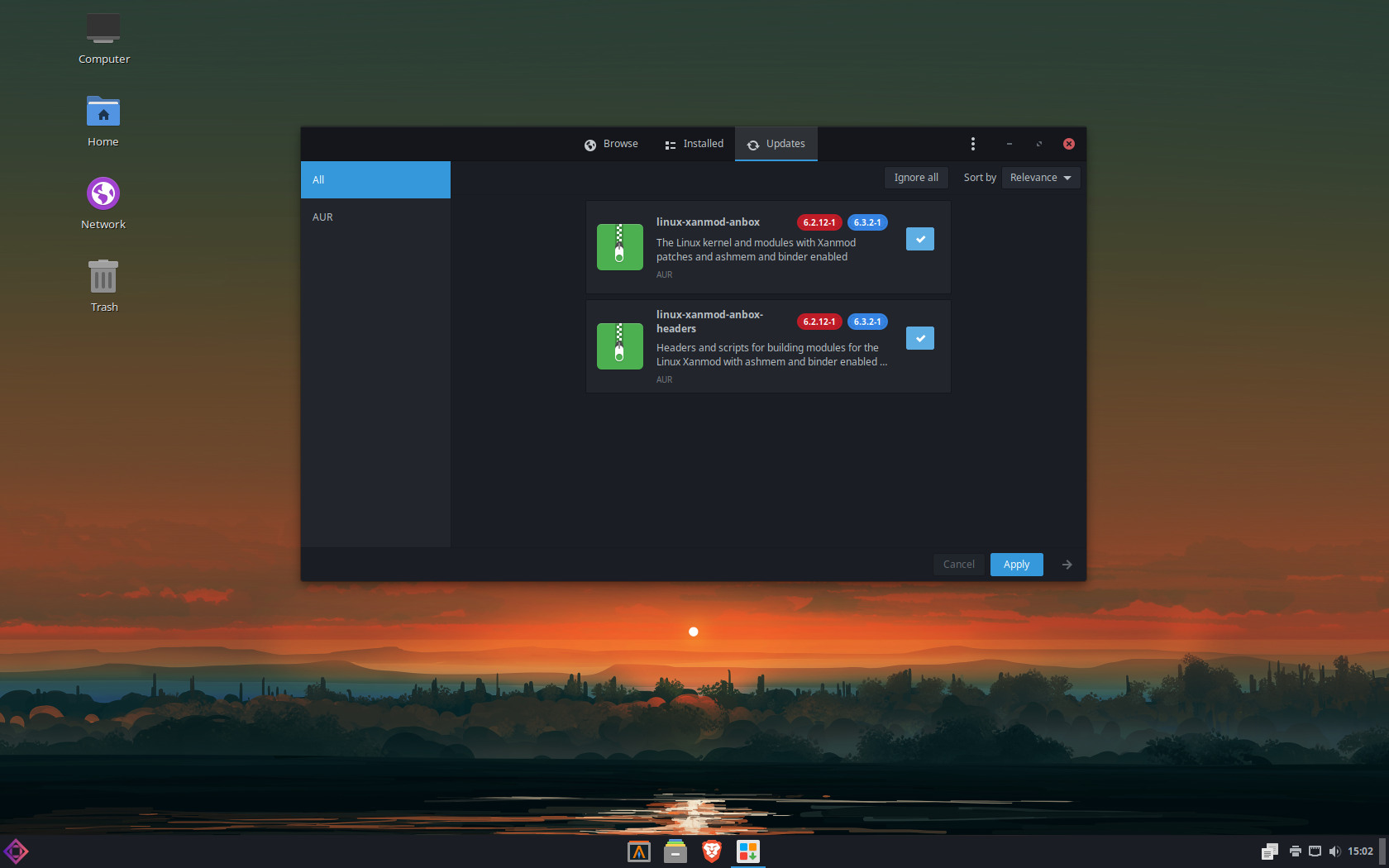 Liya desktop screenshot: n4si pamac