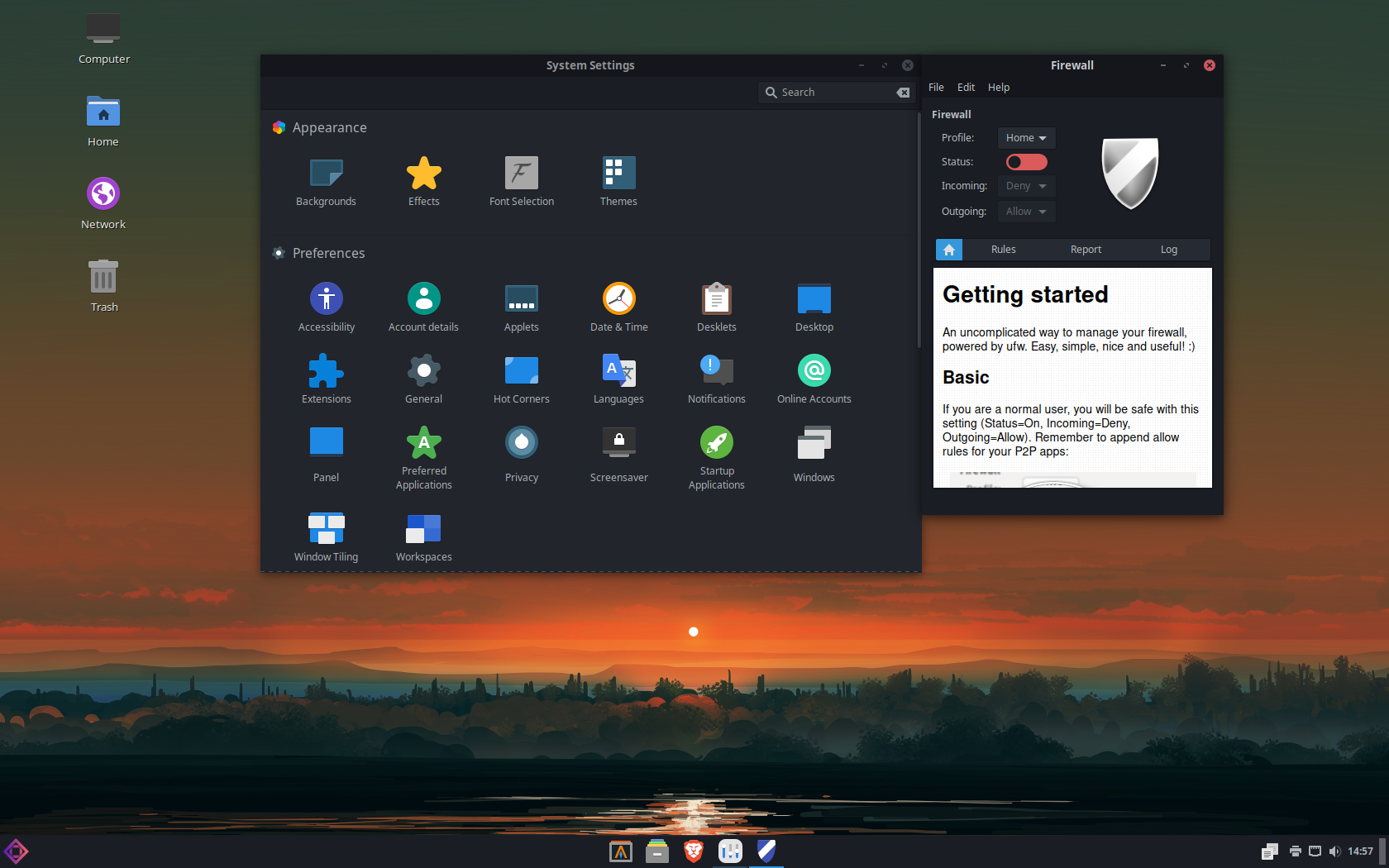 Liya desktop screenshot: n4si settings