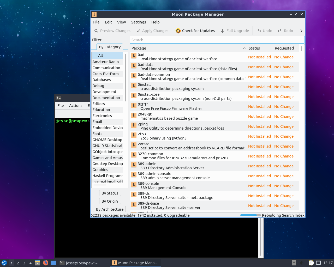 Lubuntu desktop screenshot: 18.10 muon