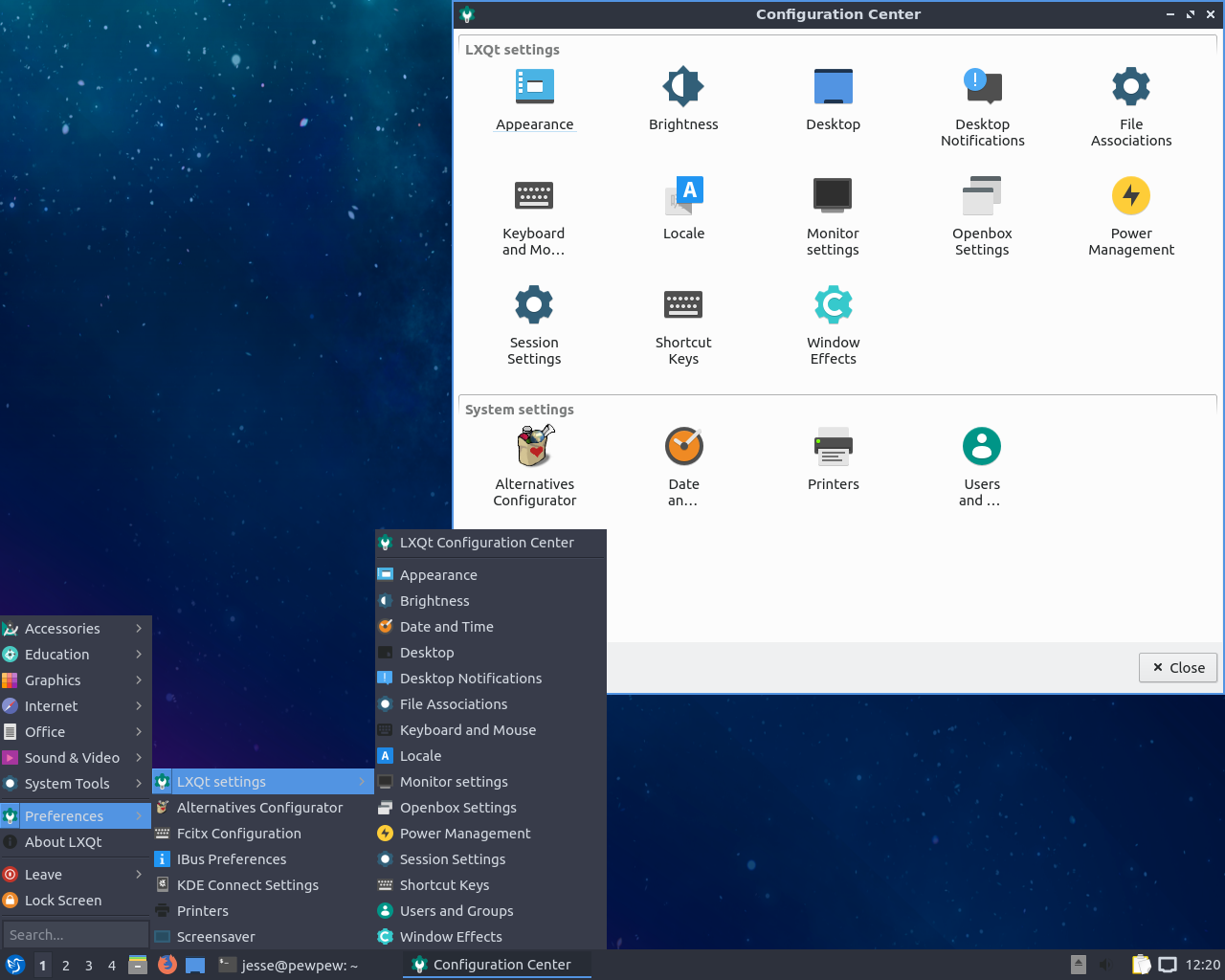 Lubuntu desktop screenshot: 18.10 settings