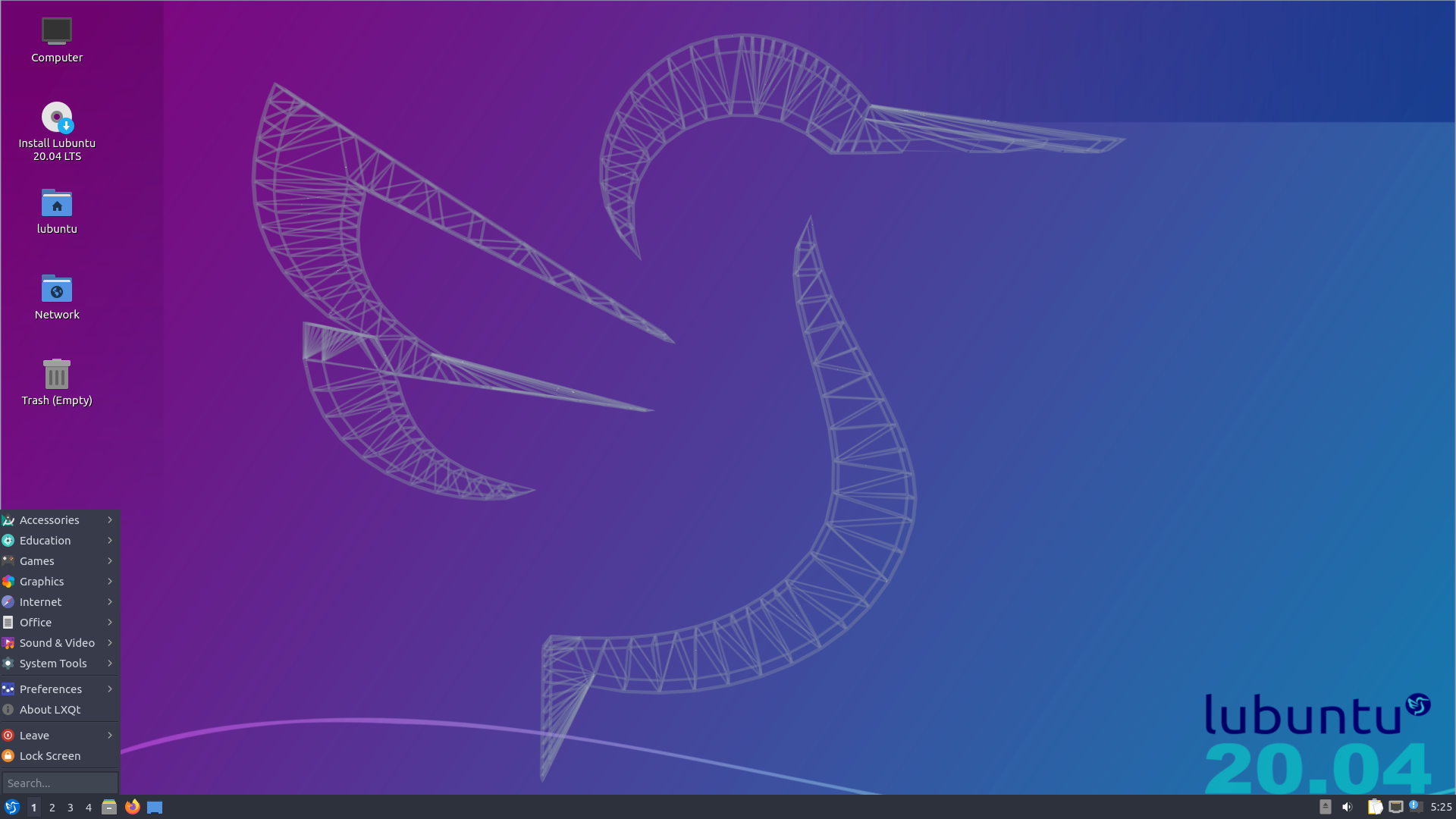 Lubuntu desktop screenshot: 20.04