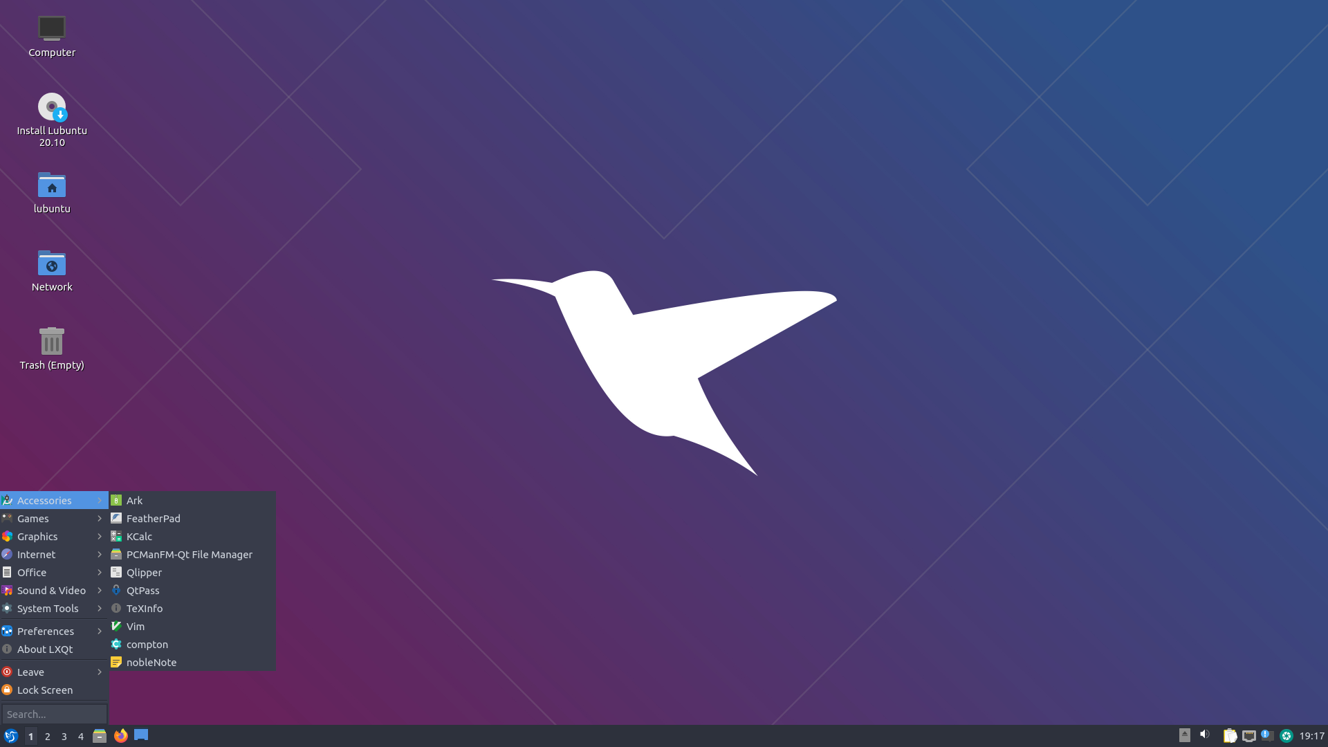 Lubuntu desktop screenshot: 20.10