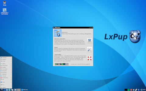 LxPup desktop screenshot: Distribution overview