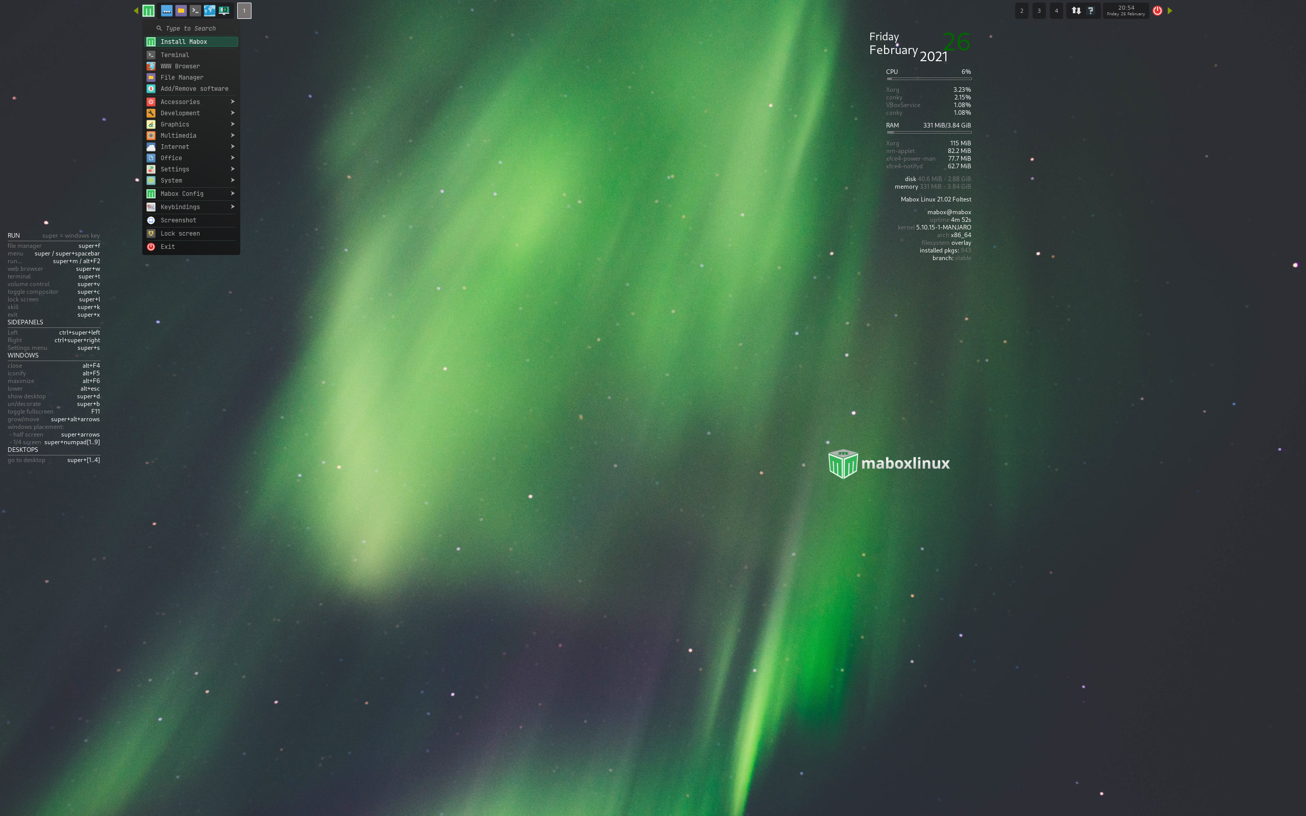 Mabox desktop screenshot: 21.02