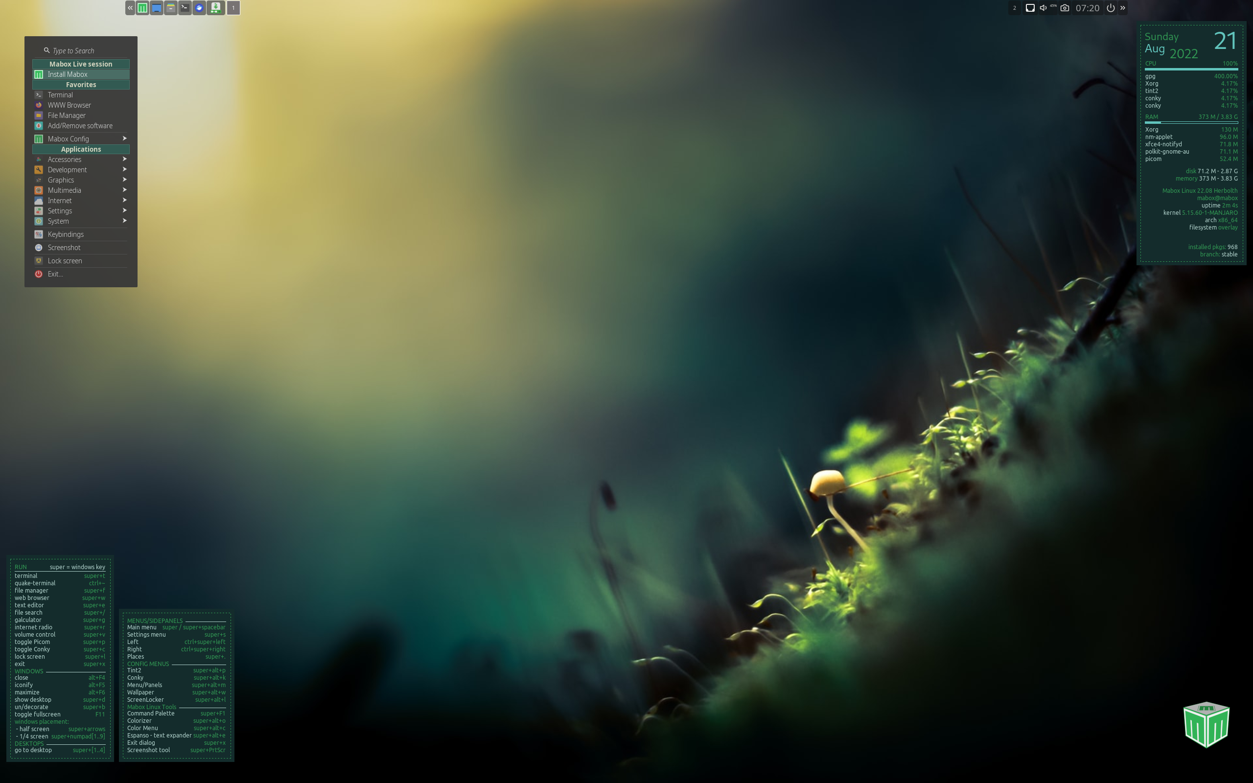 Mabox desktop screenshot: 22.08