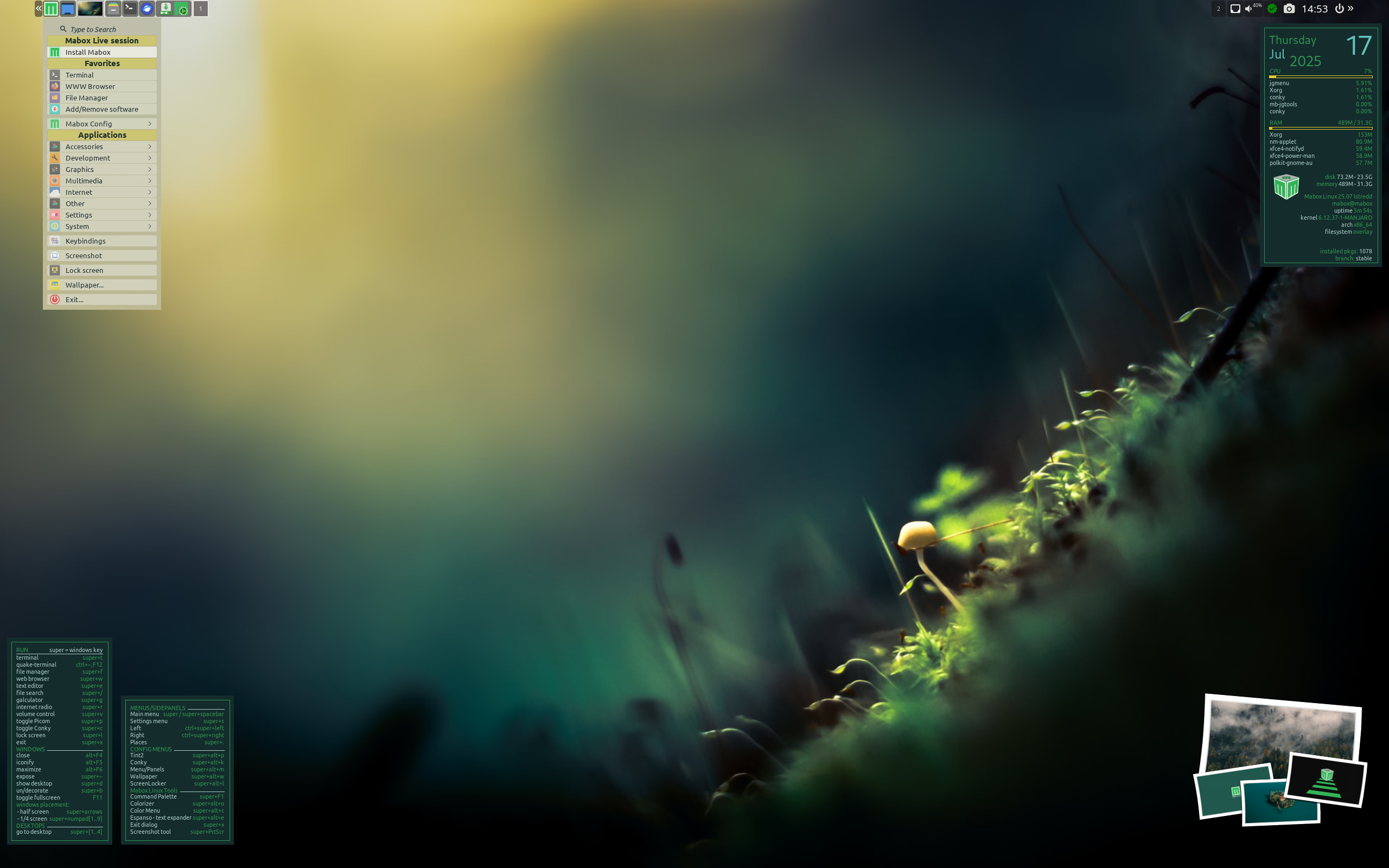 Mabox desktop screenshot: 25.07