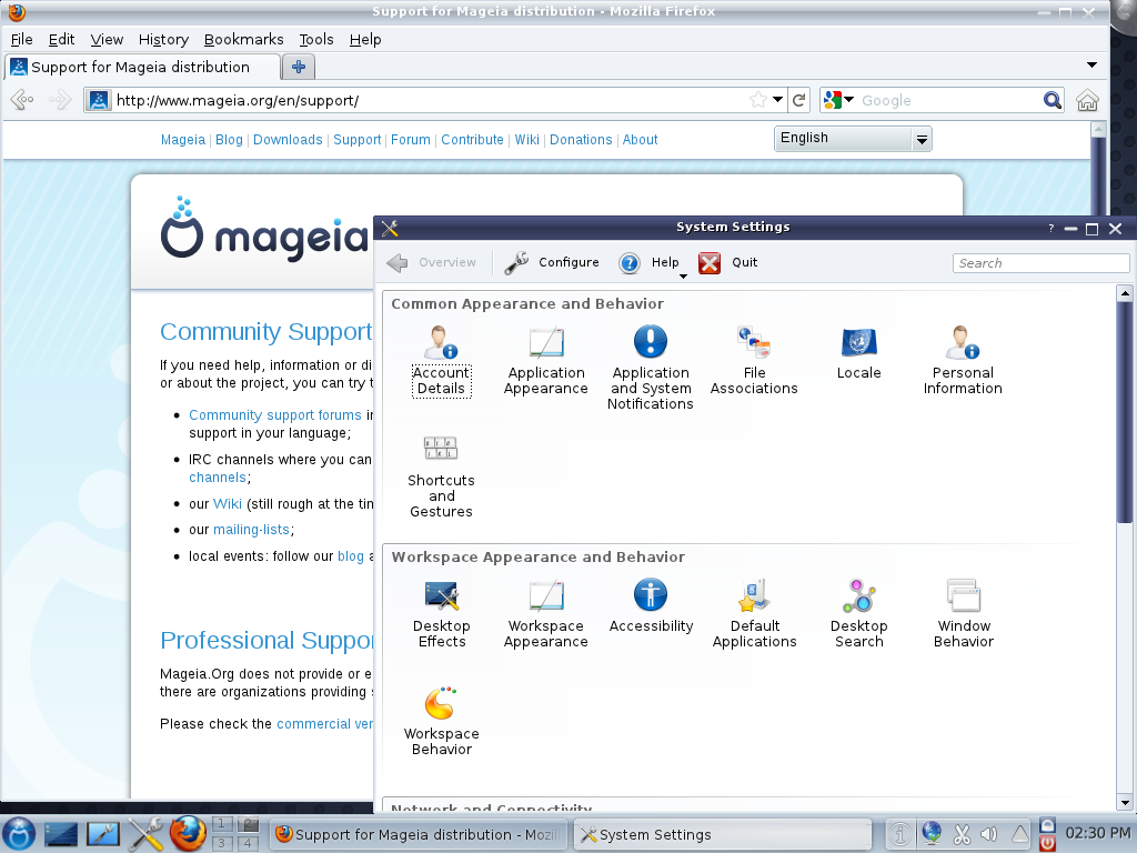 Mageia desktop screenshot: 1 firefox