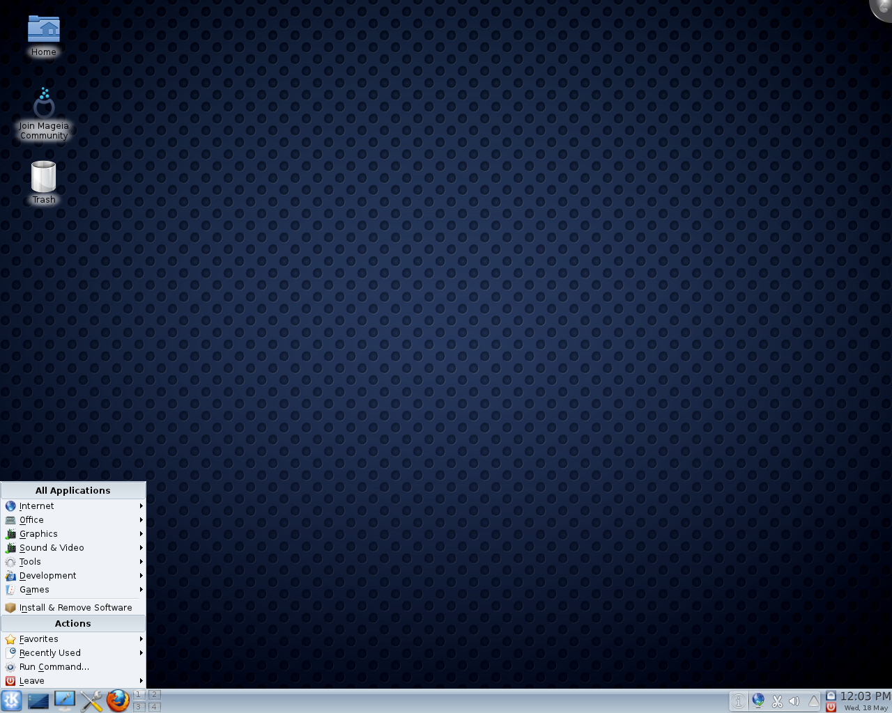 Mageia desktop screenshot: 1 rc