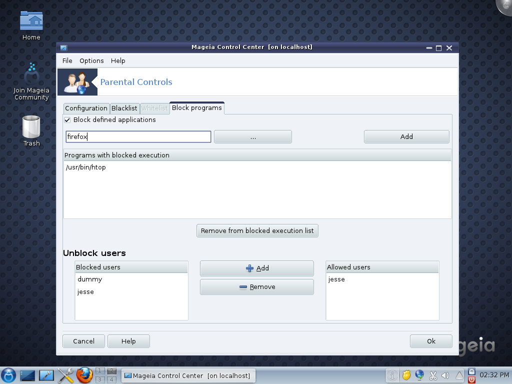 Mageia desktop screenshot: 1 security