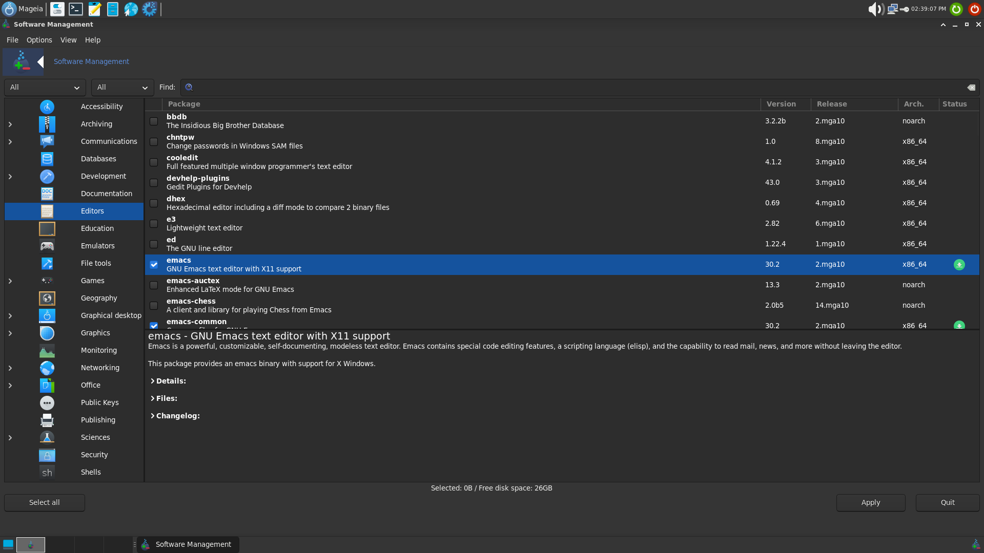 Mageia desktop screenshot: 10 packages