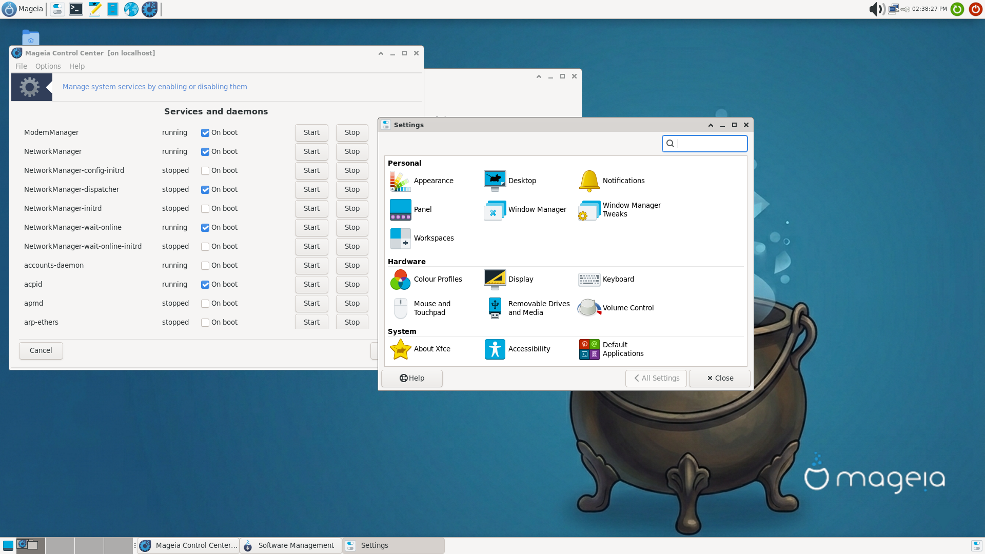 Mageia desktop screenshot: 10 settings
