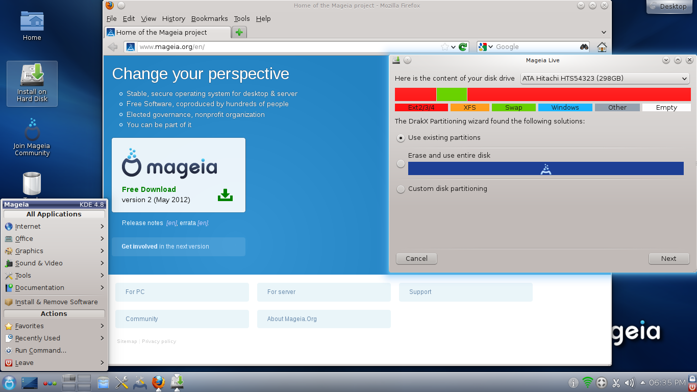 Mageia desktop screenshot: 2 installer