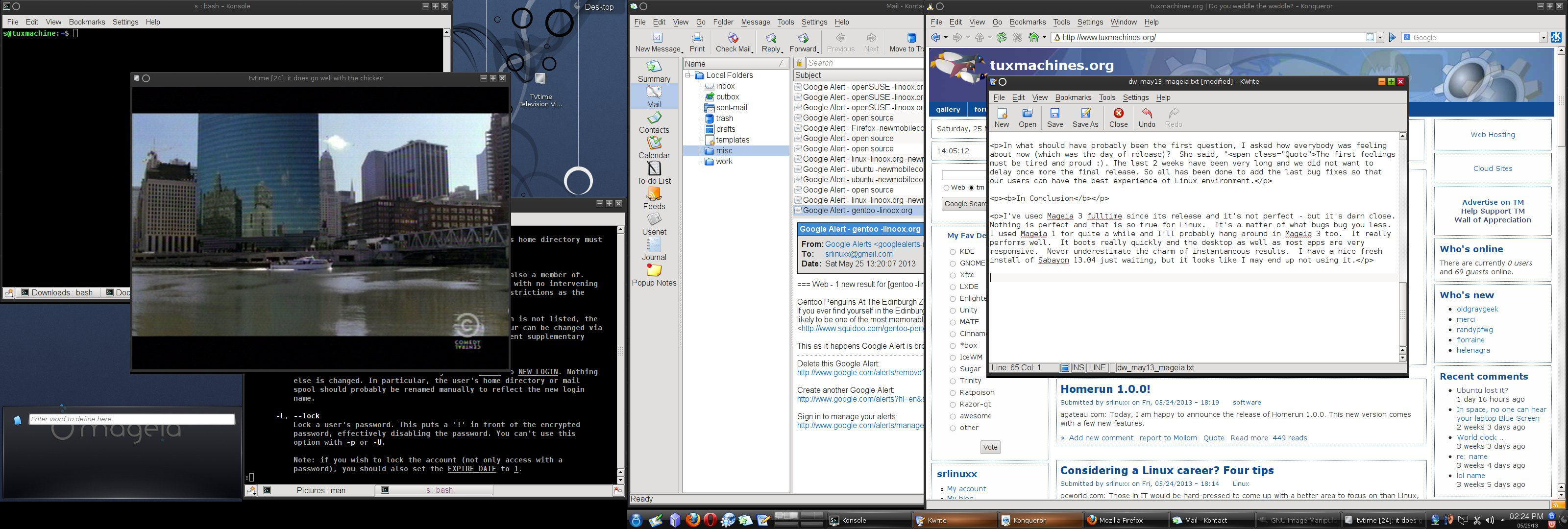 Mageia desktop screenshot: 3 suzized