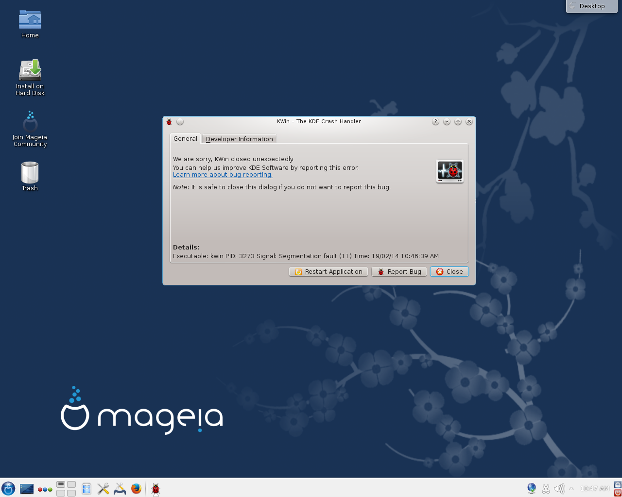Mageia desktop screenshot: 4 livecd