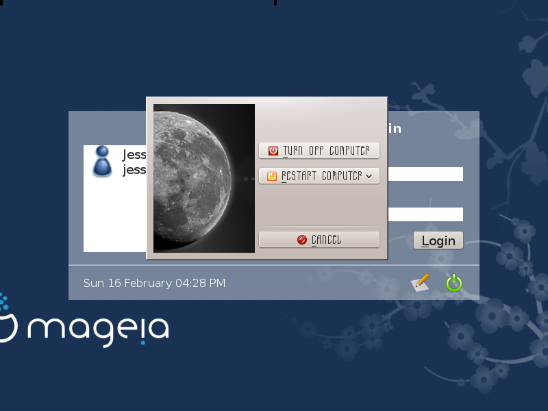 Mageia desktop screenshot: 4 login
