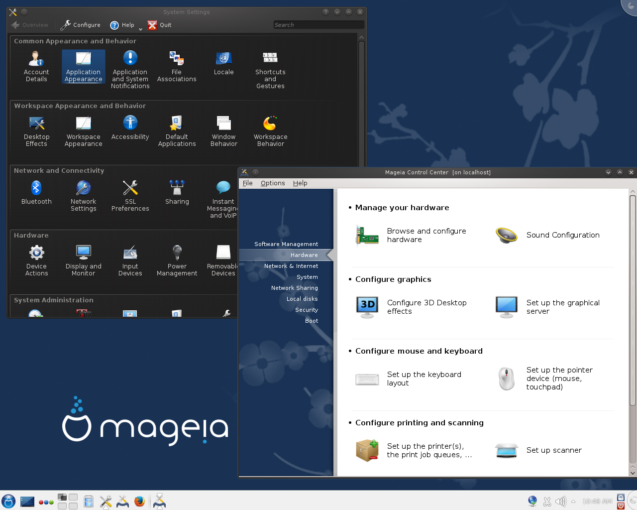 Mageia desktop screenshot: 4 settings