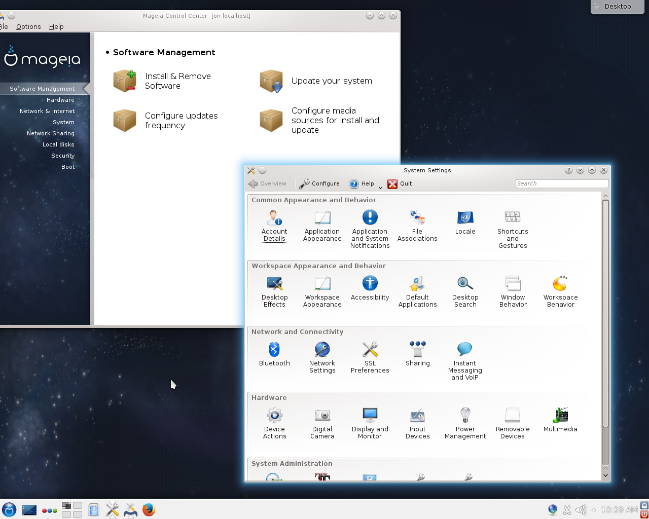 Mageia desktop screenshot: 5 settings