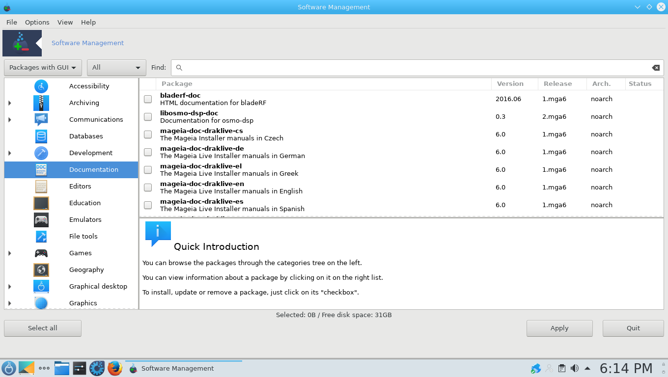 Mageia desktop screenshot: 6 rpmdrake