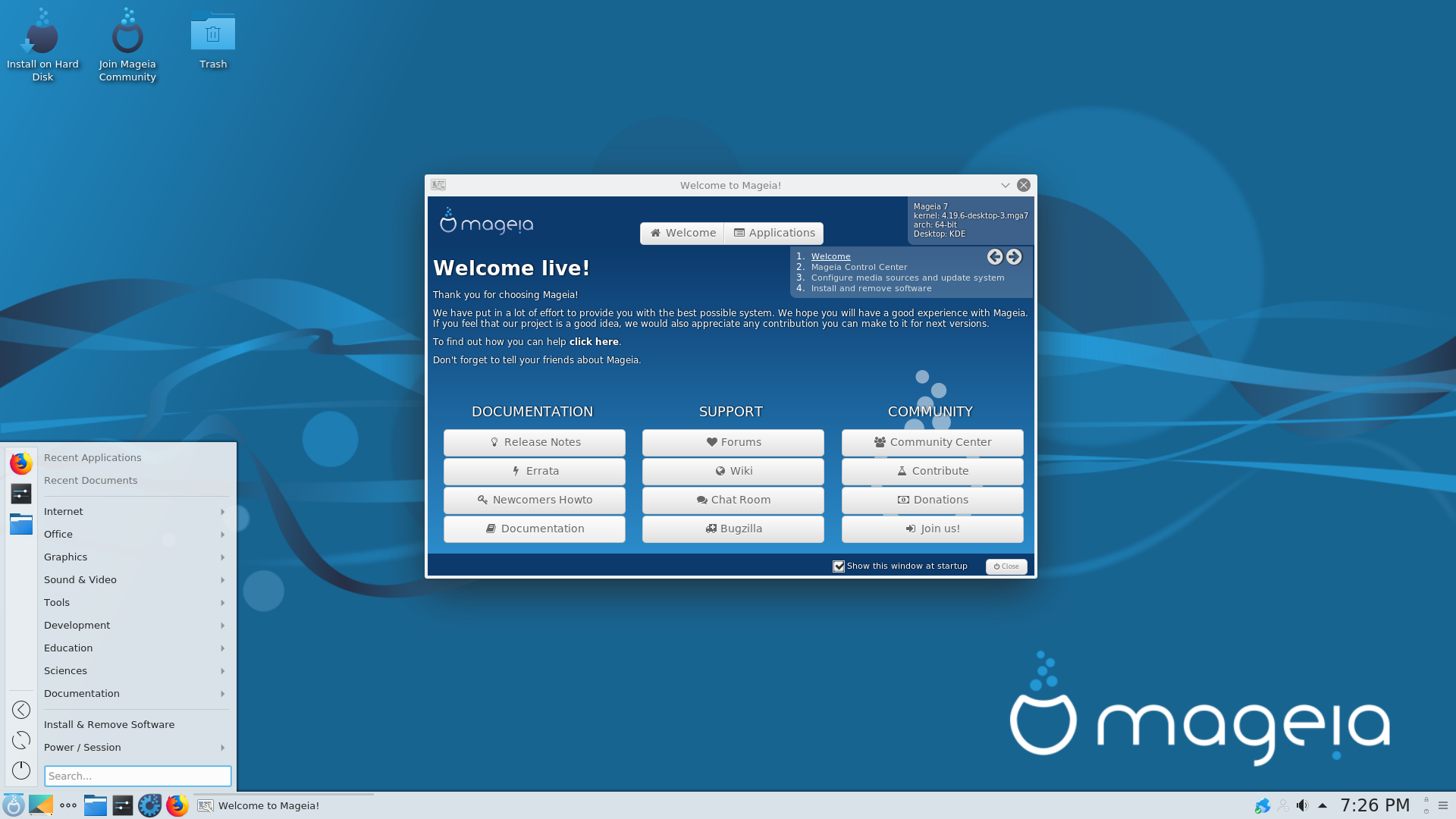Mageia desktop screenshot: 7 beta1