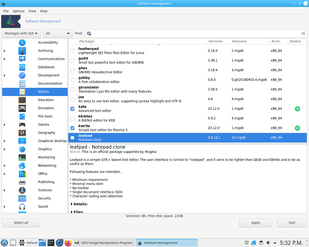 Mageia desktop screenshot: 8 rpmdrake